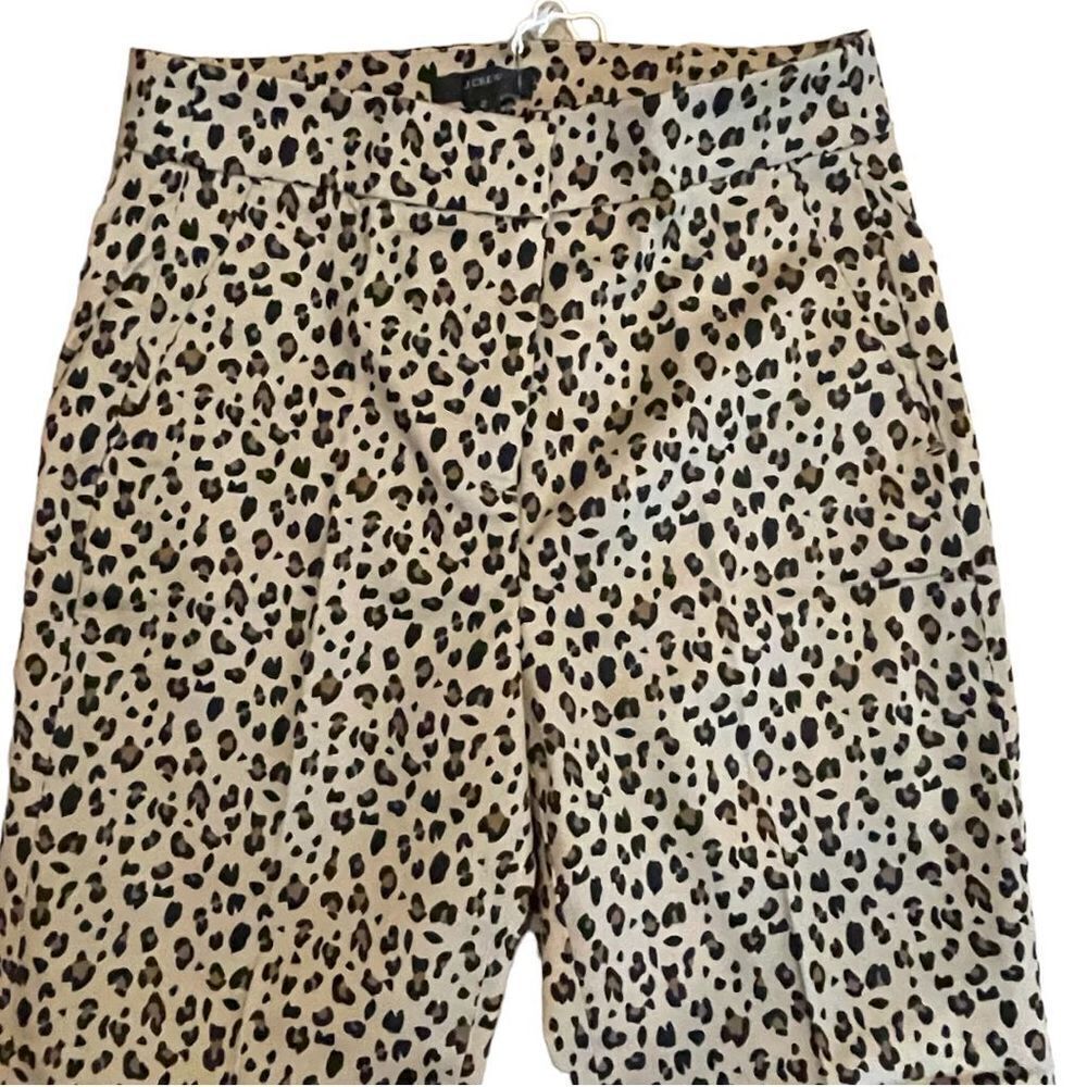 J. CREW Women's Pant Flare Slimming Perfecting Pockets Animal Leopard Tan 2 NWT